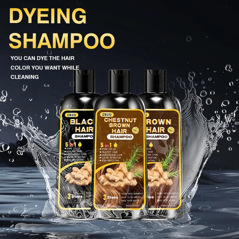 5-in-1 Ginger & Biotin Hair Dye Shampoo | Long-Lasting Gray Coverage, Strengthening & Nourishing Formula Peaceful Pleasures Health and Wellness