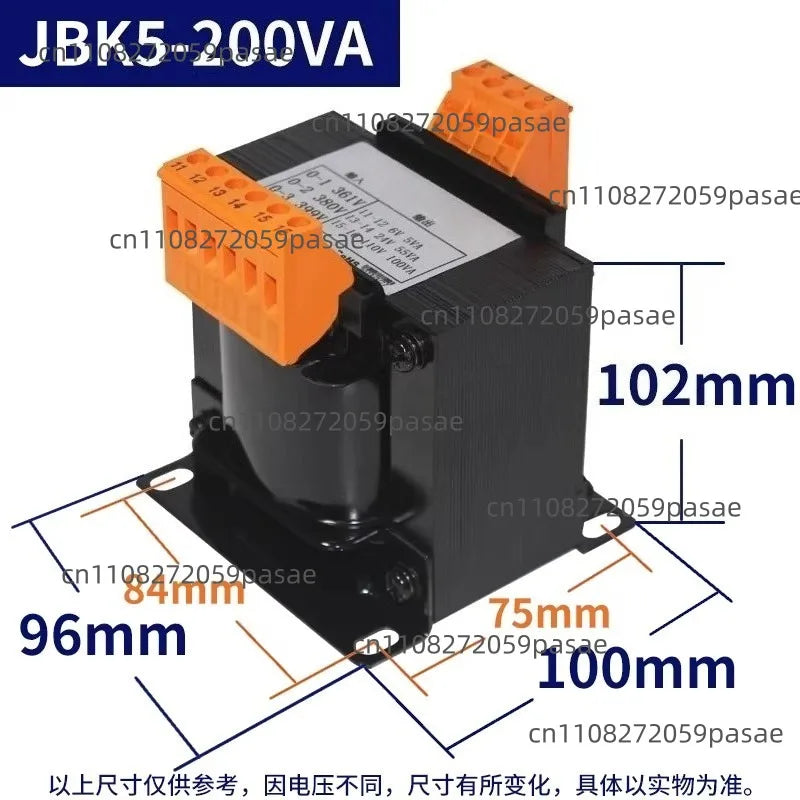 JBK3/JBK5 Machine Tool Control Transformer – Dry Isolation 63–250VA