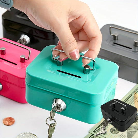 Steel Cash Box with Key Lock & Removable Money Tray | Metal Safe Lockable Cash Box Peaceful Pleasures Health and Wellness