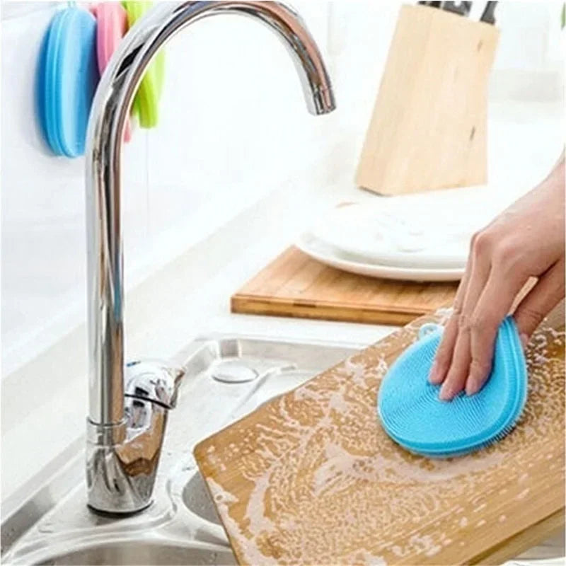 Kitchen Silicone Dish Washing Scrubber Cleaning Brush Bowl Pot