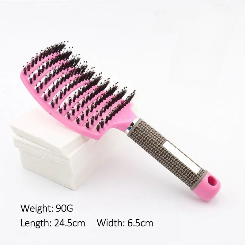 2026 Wet Detangling Hair Brush Bristle & Nylon Comb Curly Hair Styling Tool Portable Salon Massage Hairdressing Accessories Peaceful Pleasures Health and Wellness SZ01-Pink