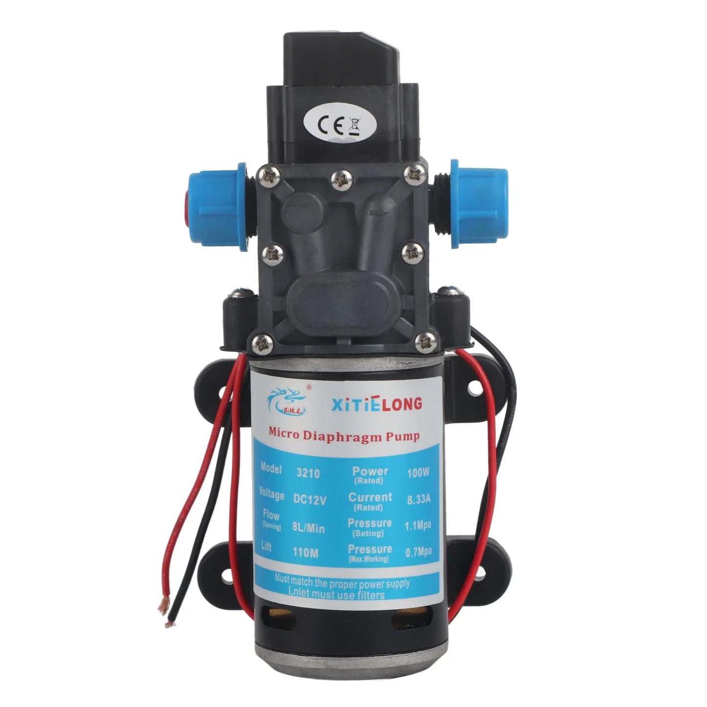 12V DC 100W Min 160Psi Pressure Diaphragm Self Priming Water Pump Wash