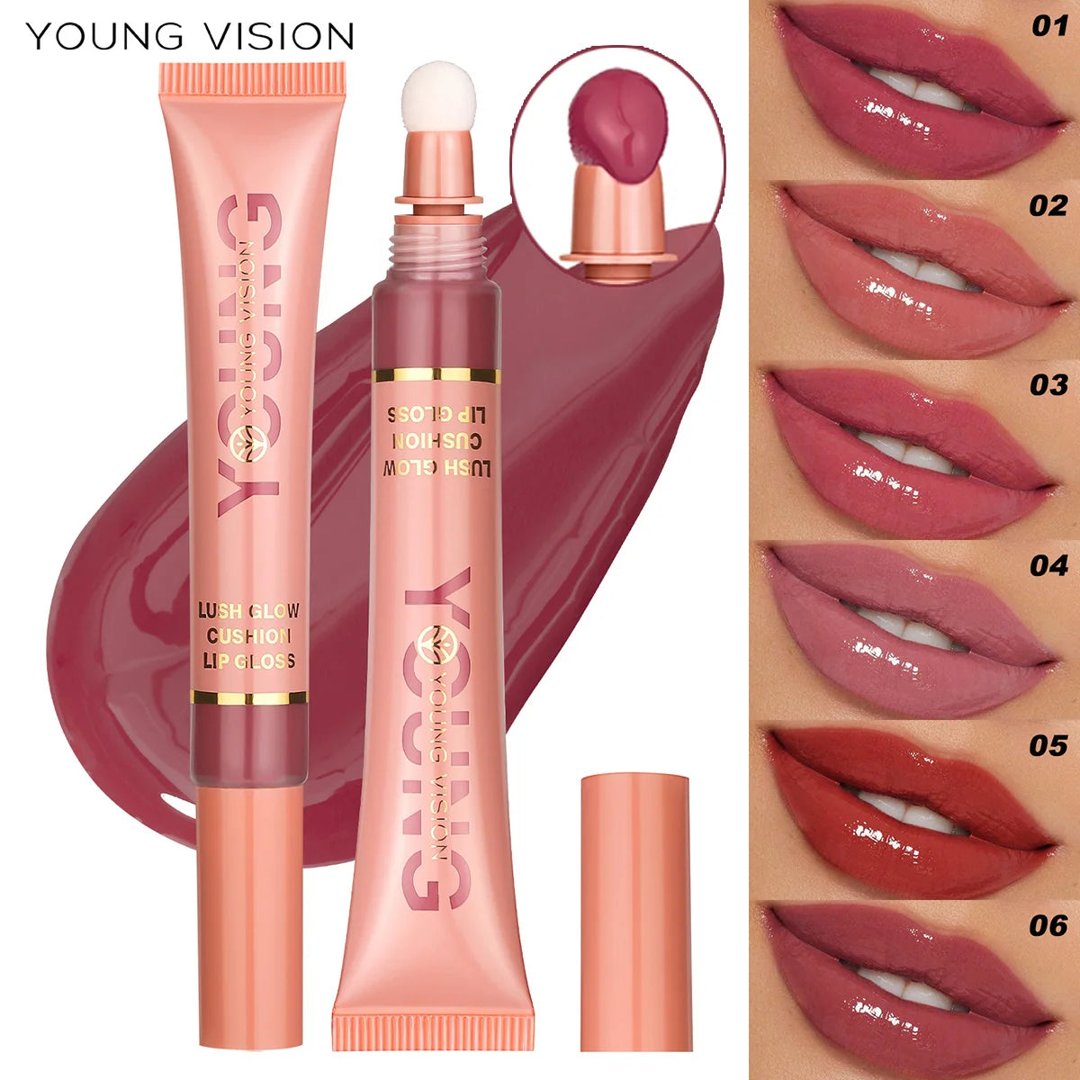 Lush Glow Cushion Lip Gloss – 6 Colors | Moisturizing Lip Glaze
