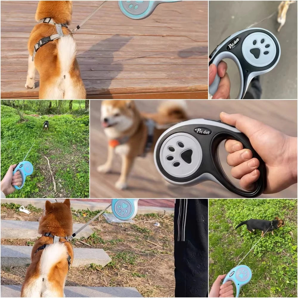 Retractable Dog Leash 3m 5m Dog Paw Design Strong Nylon Rope For Small Medium Large Dogs Puppy Yorkies Outdoor Walking Pet Peaceful Pleasures Health and Wellness