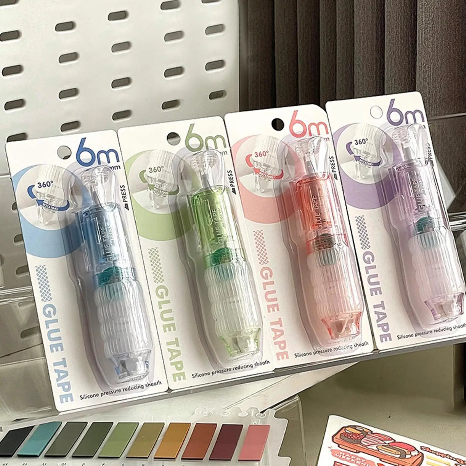Press Type Glue Pen Erasable & Strong Adhesion Refillable Solid Glue Stick for Scrapbooking Cardmaking, Handmade Stationery Peaceful Pleasures Health and Wellness