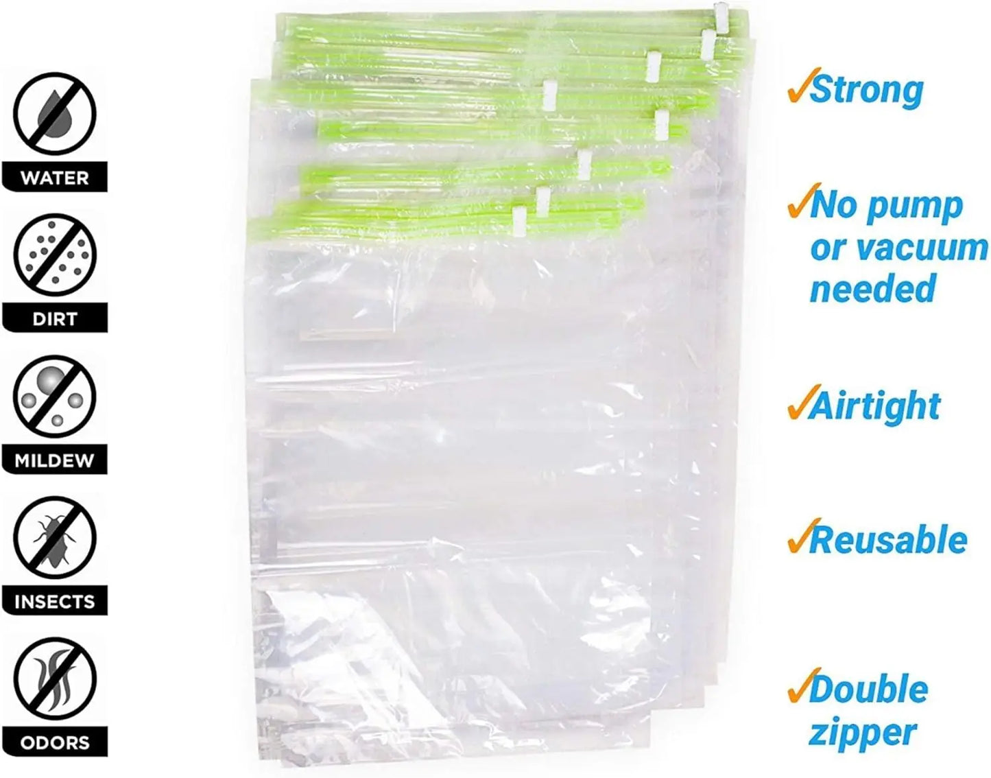 12-Pack Space Saver Compression Bags for Travel – No Vacuum Needed Travel Accessories Peaceful Pleasures Health and Wellness