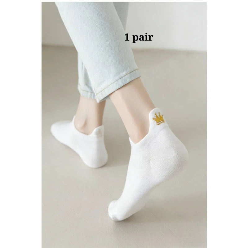 Women's Embroidered Ankle Socks | Japanese Low-Cut Style