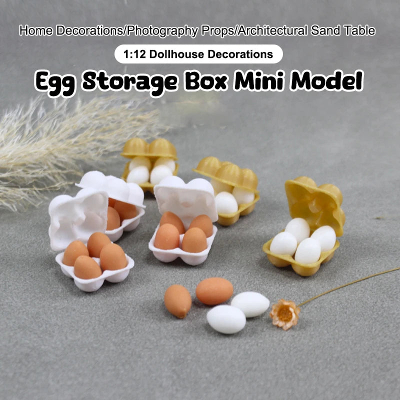 1:12 Dollhouse Miniature Egg Tray with Eggs – Kitchen Decor