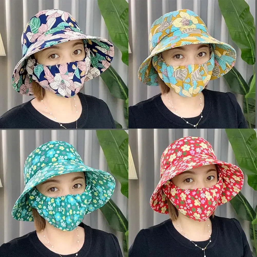 Women's Wide Brim Floral UV Sun Hat – Beach, Garden & Cycling