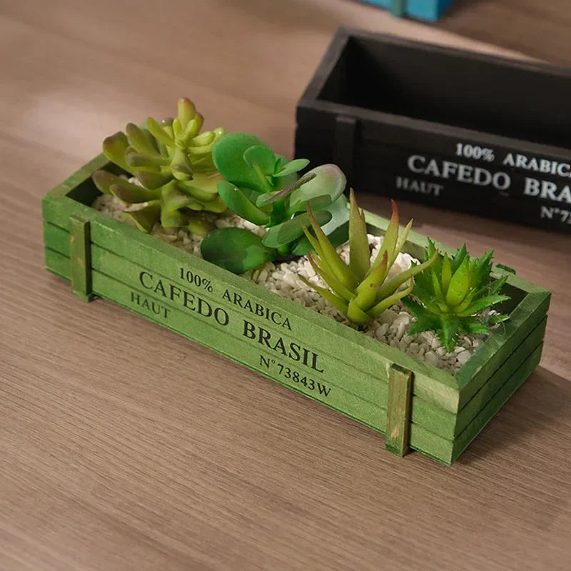 Retro Vintage Wooden Storage Box | Succulent Planter & Organizer