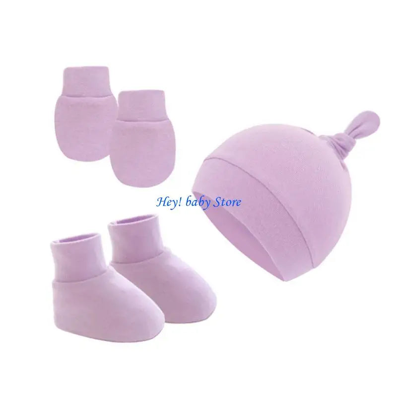 Newborn Baby Cotton Hat Mittens & Socks Set | 0-12 Months