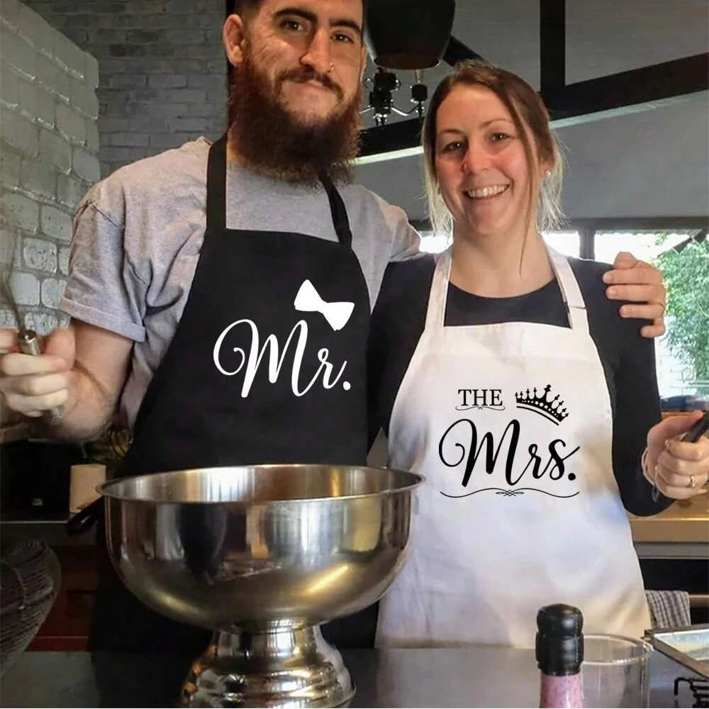 Mr & Mrs Apron Set – Newlywed Couple Wedding Gift Couple Apron Set Peaceful Pleasures Health and Wellness