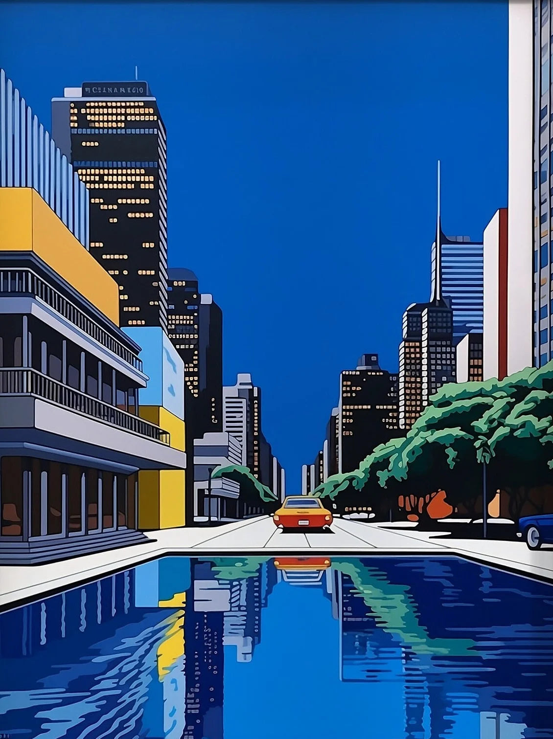 Vintage Hiroshi Nagai Pop Poster Retro 80's Beach Summer Pool Surrealism Canvas Painting Wall Art for Living Room Home Deco Peaceful Pleasures Health and Wellness