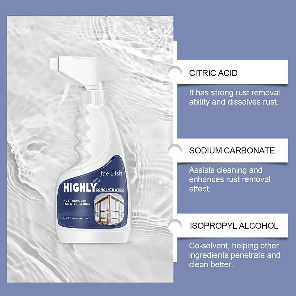 Heavy Duty Rust Remover Spray Fast Acting Rust Dissolver & Anti-Rust Coating For Metal, Car, Tools Multi-Surface Cleaner 120ml Peaceful Pleasures Health and Wellness