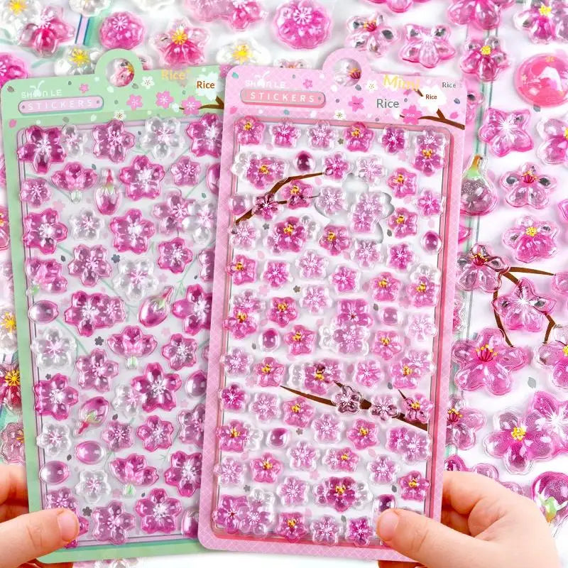 3D Cherry Blossom Stickers – Scrapbooking & Notebook Decals