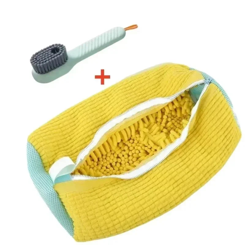 1PCS Wash Shoes Bag Padded Net Laundry Shoes Protector Fluffy fibers Polyester Washing Shoes Machine Laundry Bag Drying Bags Peaceful Pleasures Health and Wellness 1pc yellow 1pc green