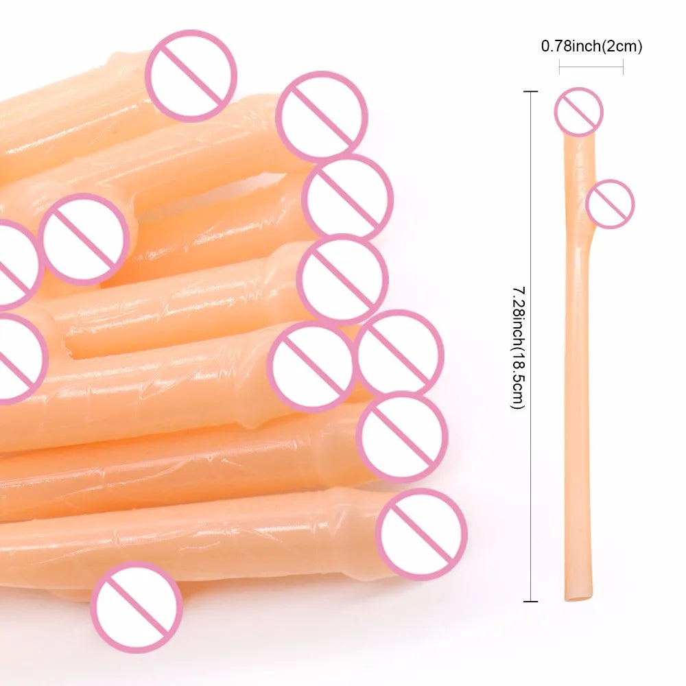 10Pcs Bachelorette Party Penis Straws Bridal Shower Hen Night Willy Penis Novelty Nude Straw for Bar Drinking Supplies Peaceful Pleasures Health and Wellness