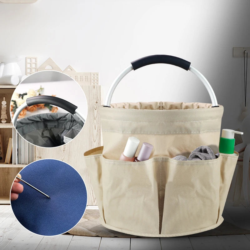 Oxford Cloth Portable Foldable Hand-held Storage Basket Outdoor Large Capacity Picnic Basket Clean Supplies Storage Bag Toolkit Peaceful Pleasures Health and Wellness