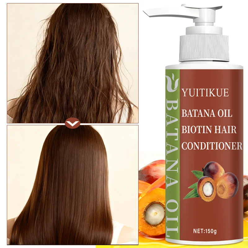 Batana Oil Biotin Conditioner 150g - Repair Damaged Hair, Anti Frizz Formula, Heat Protection, Smooth & Shiny Hair Peaceful Pleasures Health and Wellness
