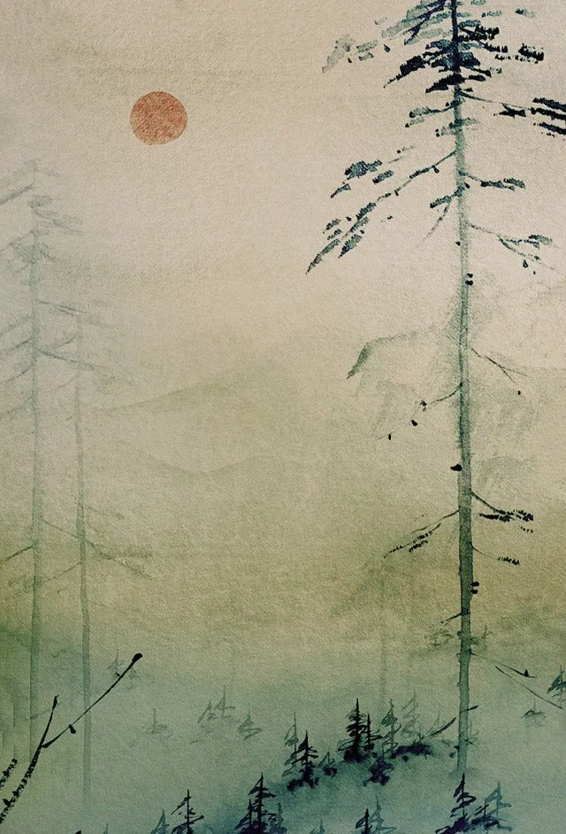 Japanese Vintage Watercolour Landscape Canvas Wall Art Print