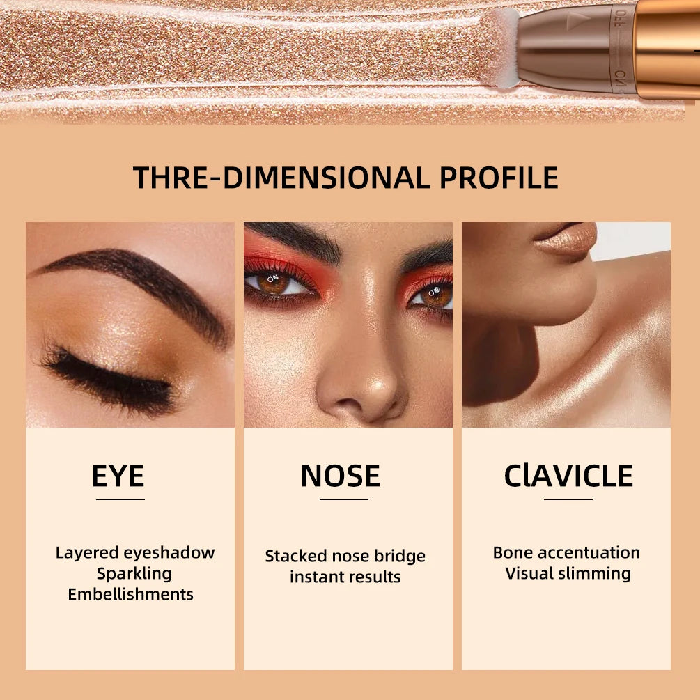 3 Colors 3D Face Brighten Highlighter Bar Cosmetic Face Contour Bronzer Shimmer Highlighter Stick Concealer Cream Makeup tool Peaceful Pleasures Health and Wellness
