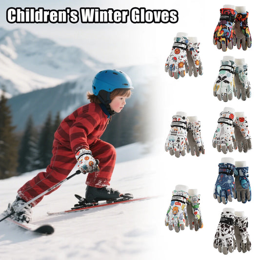 Kids Winter Ski Gloves Thermal Fleece Lined Lightweight Warmth Boys Girls Full Palm Non Slip Gloves for Outdoor Skiing Running Peaceful Pleasures Health and Wellness