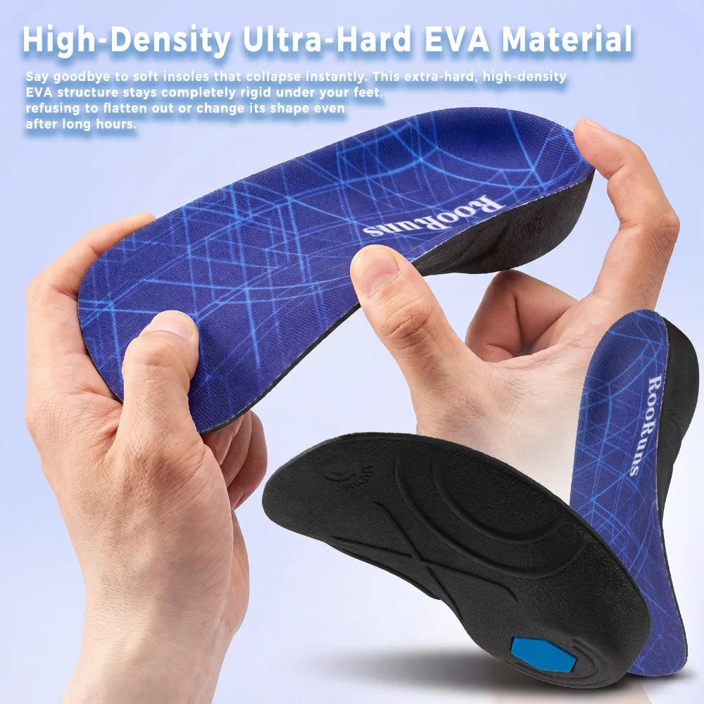 3/4 Plantar Fasciitis Orthotic Insoles, 330 LBS Firm Foot Support Insoles for Flat Feet, Heel Spurs, Overpronation, O/X-Legs Peaceful Pleasures Health and Wellness