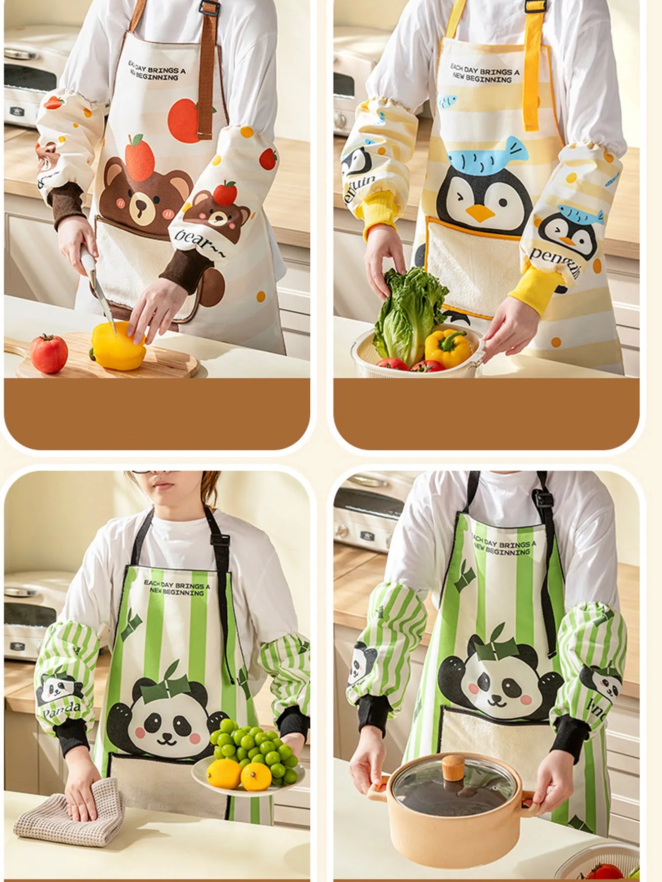 1Pcs Kitchen Household Cooking Apron Oil-proof Waterproof Men Women Fashion Coffee Overalls Wipe Hand Apron Peaceful Pleasures Health and Wellness