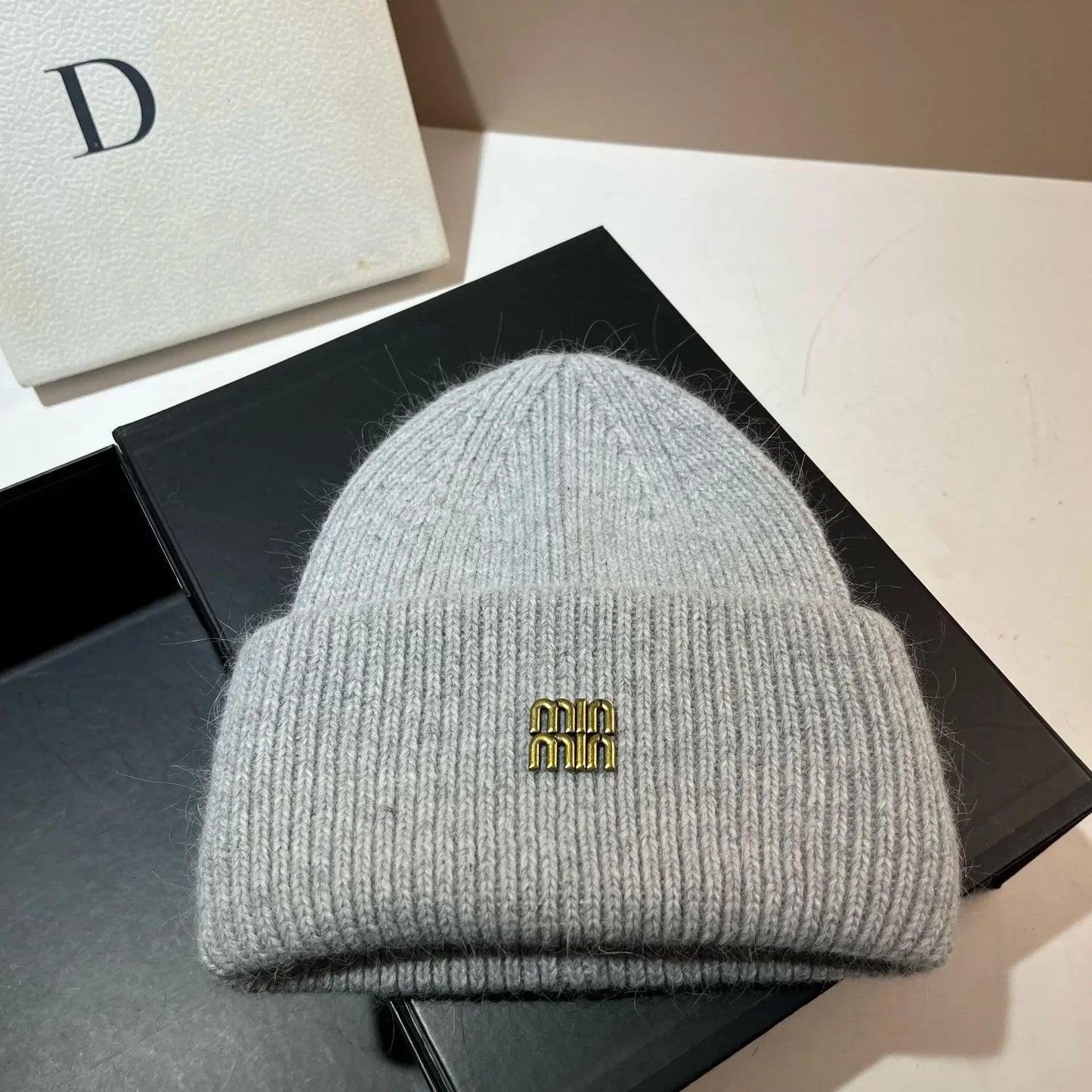 Women's Rabbit Fur Knit Beanie | Warm Winter Ear Protection Hat