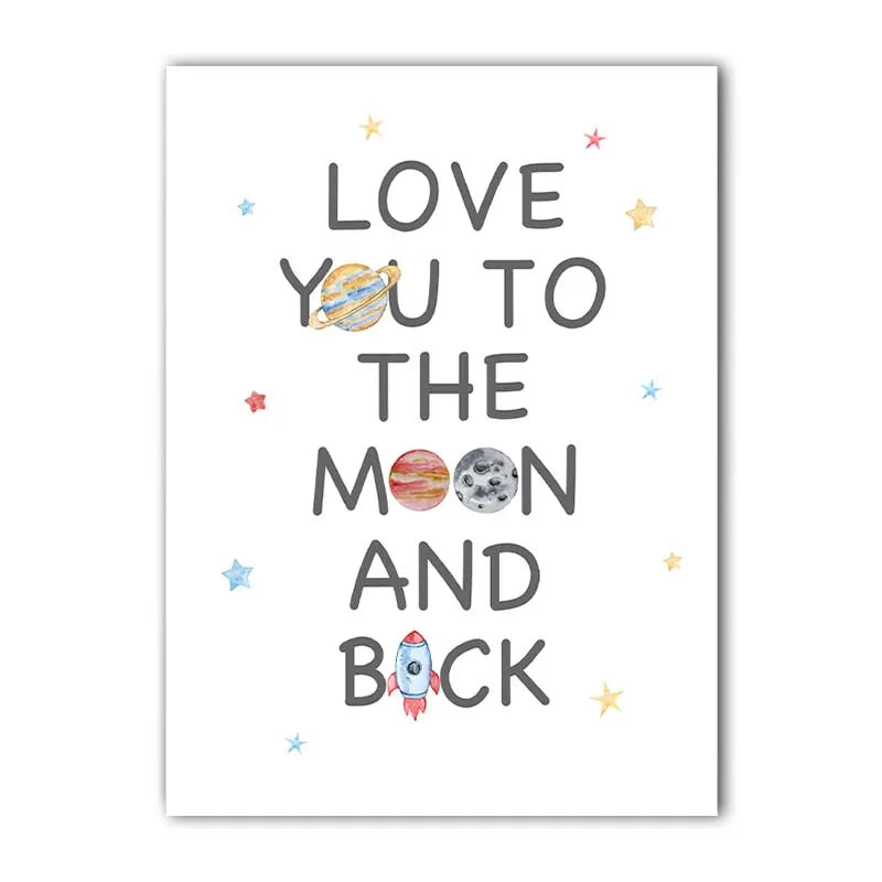 Nursery Wall Art Space Astronaut Quotes Canvas Painting Nordic Rocket Poster Print for Baby Boy Kids Bedroom Wall Decor Peaceful Pleasures Health and Wellness 03 40x60cm No Frame China Mainland