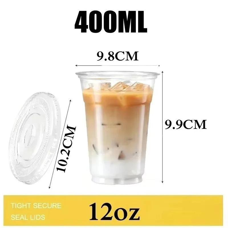 10-Pack 12oz Clear Plastic Cups | Bubble Tea, Iced Coffee & Party