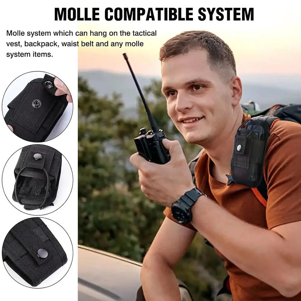 Outdoor Tactical Walkie Talkie Pouch for MOLLE, Multi-Functional Phone Bag Tactical Waist Bag Radio Protective Case Peaceful Pleasures Health and Wellness