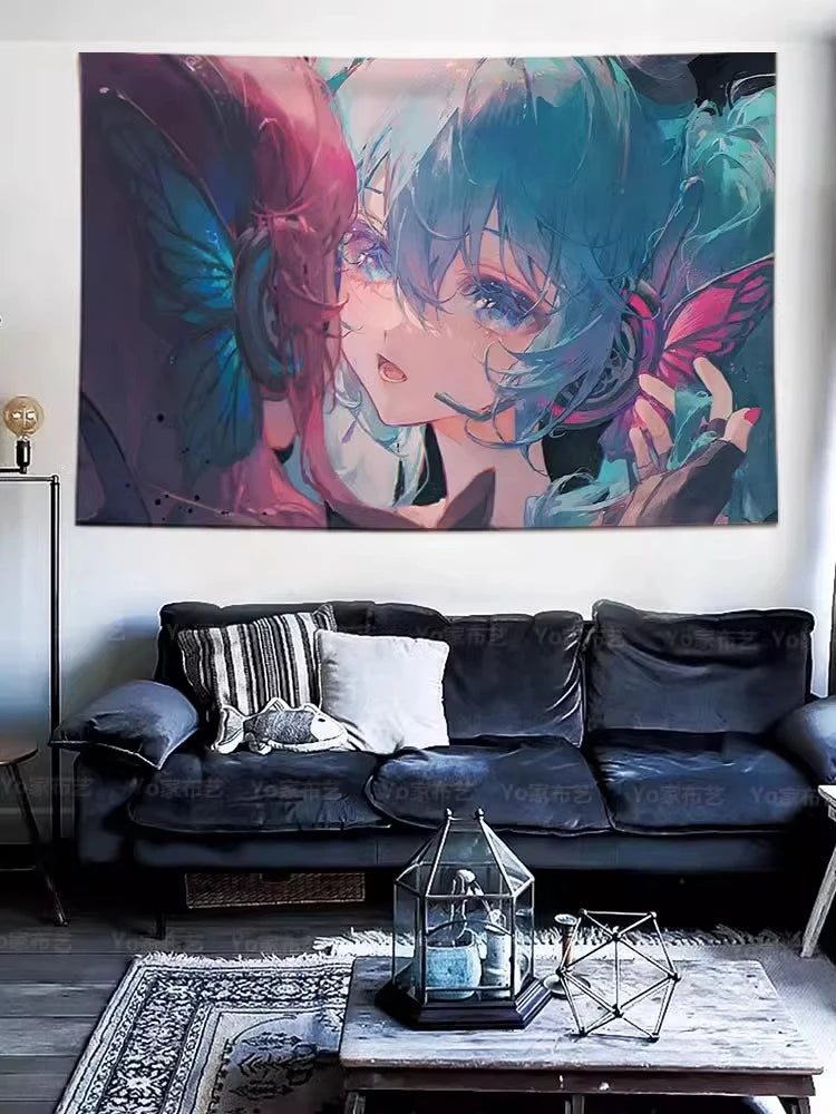Japanese Hatsune Miku Miku Hanging Cloth Background Cloth Bedroom Room Anime Transformation Girl Heart Wall Wall Cloth Tapest Peaceful Pleasures Health and Wellness B313301 20x30cm Unframed