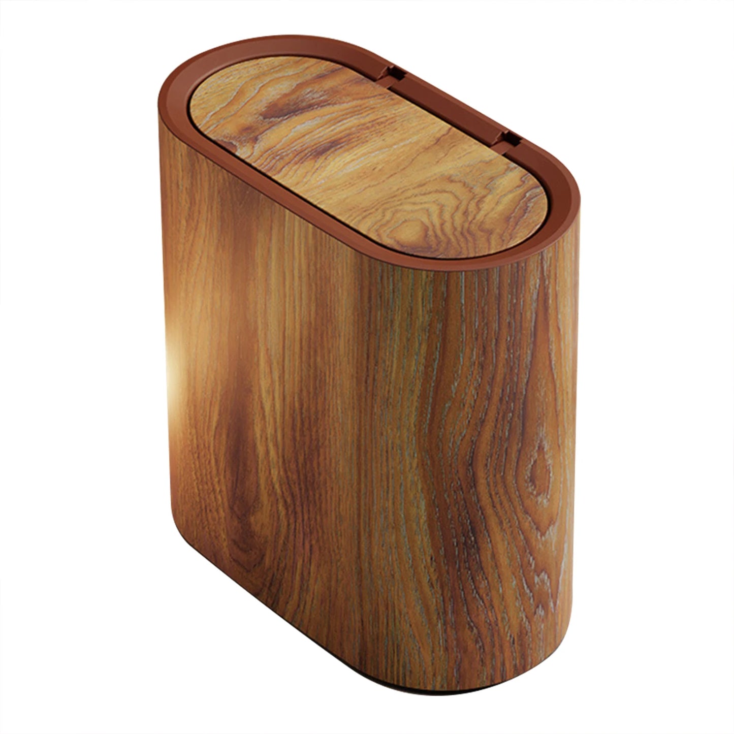 Bathroom Small Trash Can Marble Pattern Slim Large Capacity Garbage Bin Spillproof Narrow Wastebasket With Lid For Home Kitchen Peaceful Pleasures Health and Wellness Wood Grain As Shown