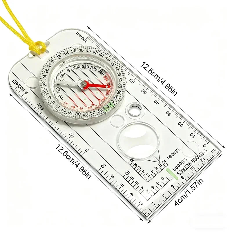 Compass Navigation Map Ruler | Hiking & Orienteering Tool