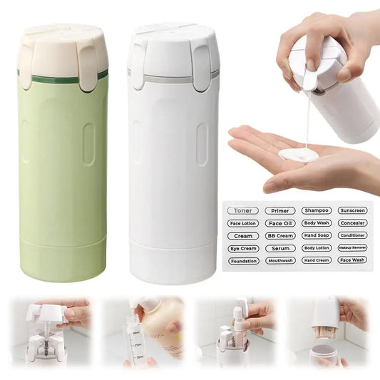 4 in 1 Travel Dispenser Bottles Portable Refillable Containers for Shampoo Lotion Cosmetics Toiletries Storage Peaceful Pleasures Health and Wellness