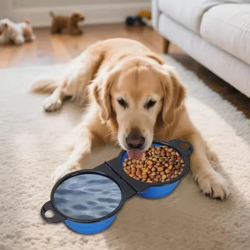 350ml Foldable Double Pet Bowl | Travel Dog & Cat Food Water Bowl