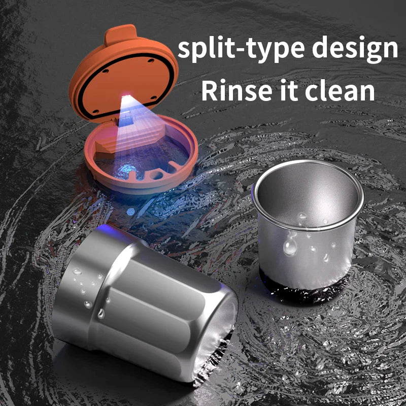Car Ashtray 7-Color LED Light | Push-Open Coffee Cup Style