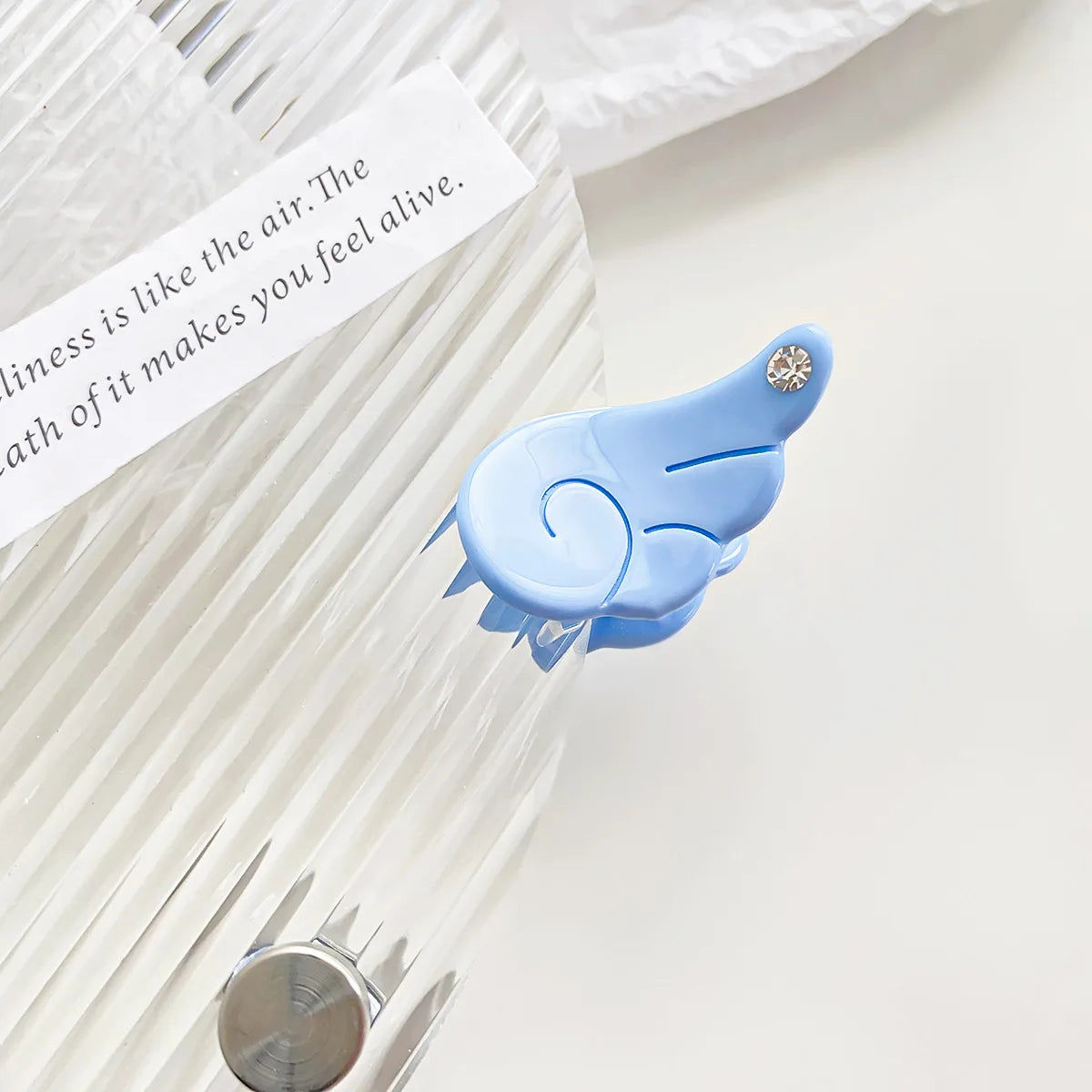 Sweet Princess Angel Wing Acetic Acid Hair Clips Kids Rhinestone Bangs Clip Cute Shark Hair Claw Headwear Exquisite Shark Clips Peaceful Pleasures Health and Wellness blue