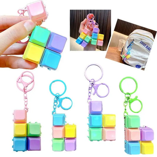 5pcs Detachable Colorful Keychain Decompression Toy Protable Soft Finger Press Random Color Stress Relief Keyboard Accessories Peaceful Pleasures Health and Wellness