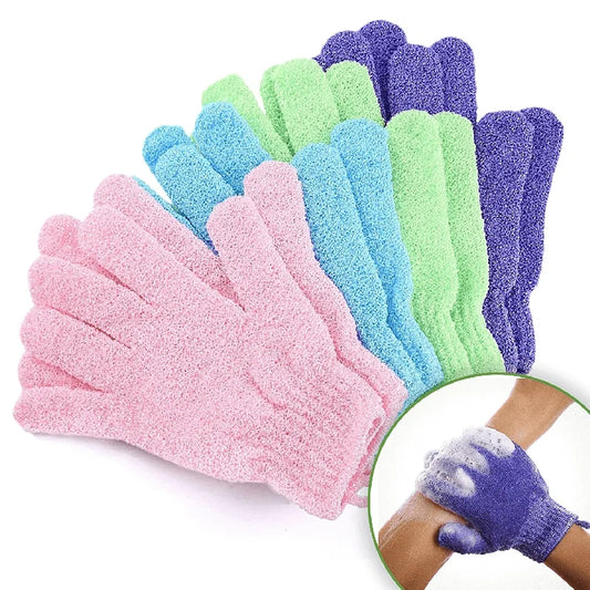 Double-Sided Colorful Exfoliating Bath Gloves | Spa Shower Scrub Exfoliating Bath Gloves Peaceful Pleasures Health and Wellness Random colors 5PCS
