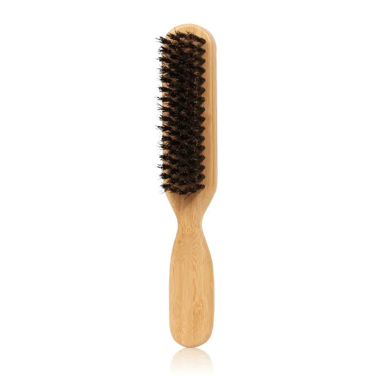 Wood Handle Boar Bristle Cleaning Brush Hairdressing Beard Brush Anti Static Barber Hair Styling Comb Shaving Tools for Men Peaceful Pleasures Health and Wellness HY10-1