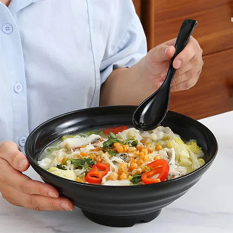 Thickened Plastic Ramen Bowl Anti-Slip Salad Bowl Solid Color Perfect for Kitchen Restaurant Lamian Noodles Bowl Peaceful Pleasures Health and Wellness