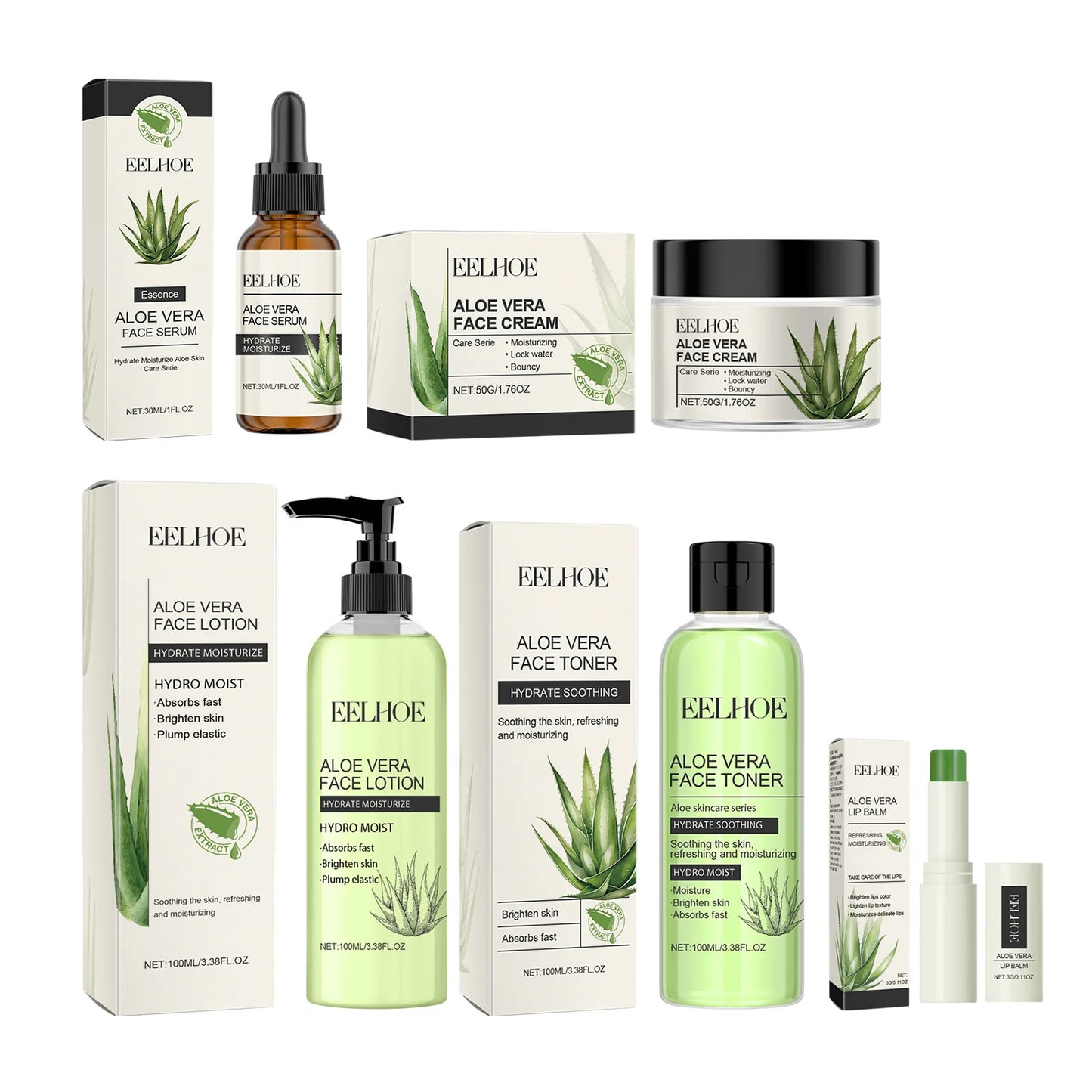 EELHOE Aloe Skin Care Kit – Hyaluronic Acid Face Moisturizer