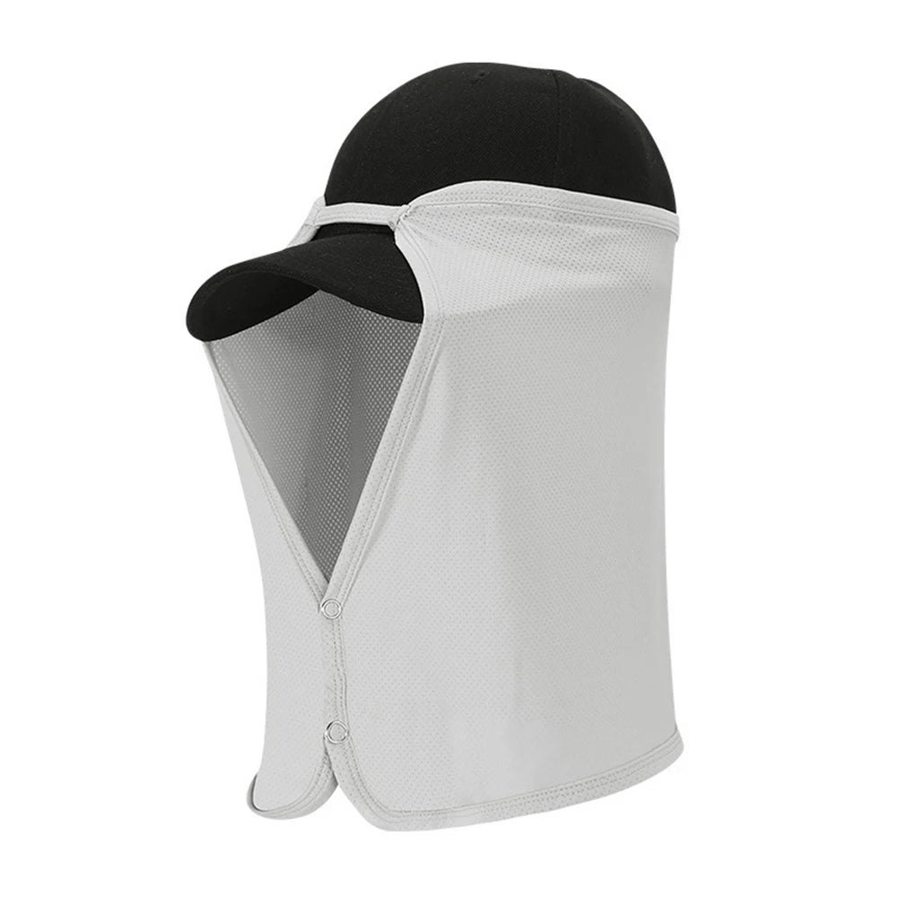 UPF50+ Fishing Neck Flap Cap – Ice Silk Sun Protection Shield Peaceful Pleasures Health and Wellness Light Grey france