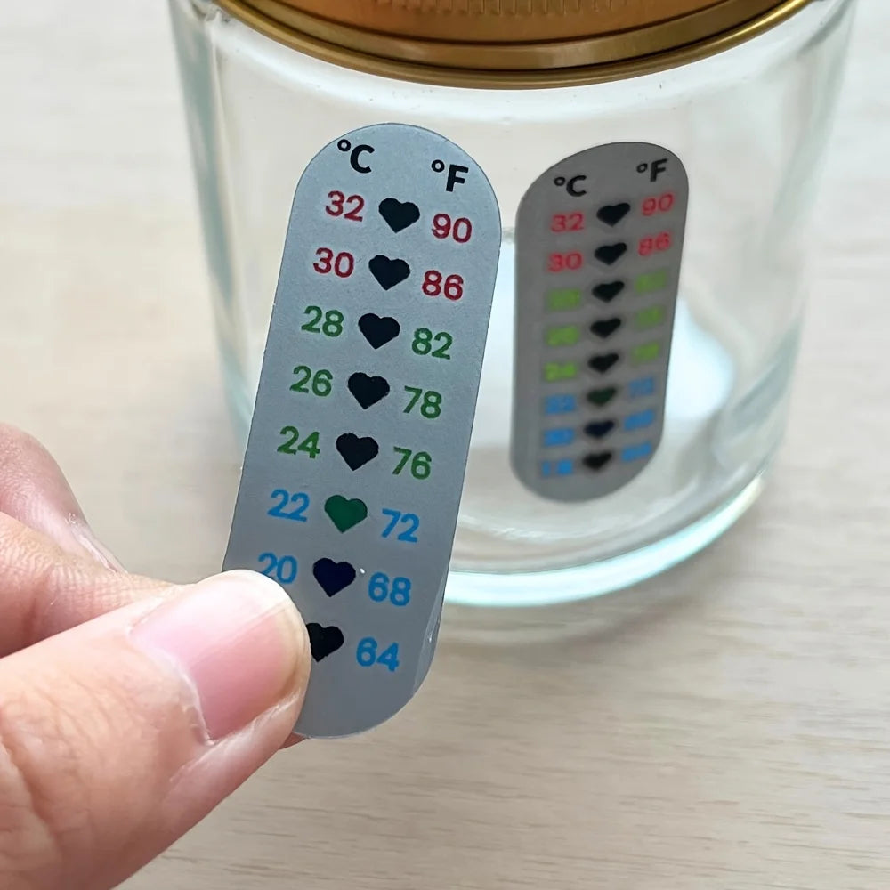 1pc Acid Bread Fermentation Glass Jar Temperature Sticker, Heart Shape Fermentation Thermometer Patch, 18-32 Degree Celsius Peaceful Pleasures Health and Wellness
