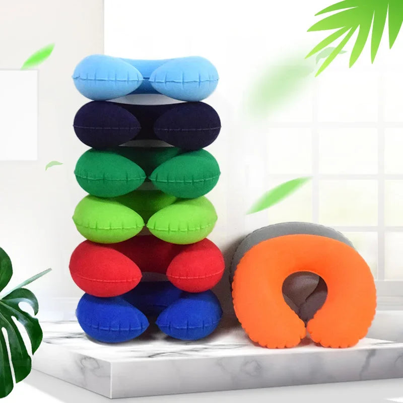 Inflatable C-Shaped Travel Neck Pillow | Portable PVC Cushion