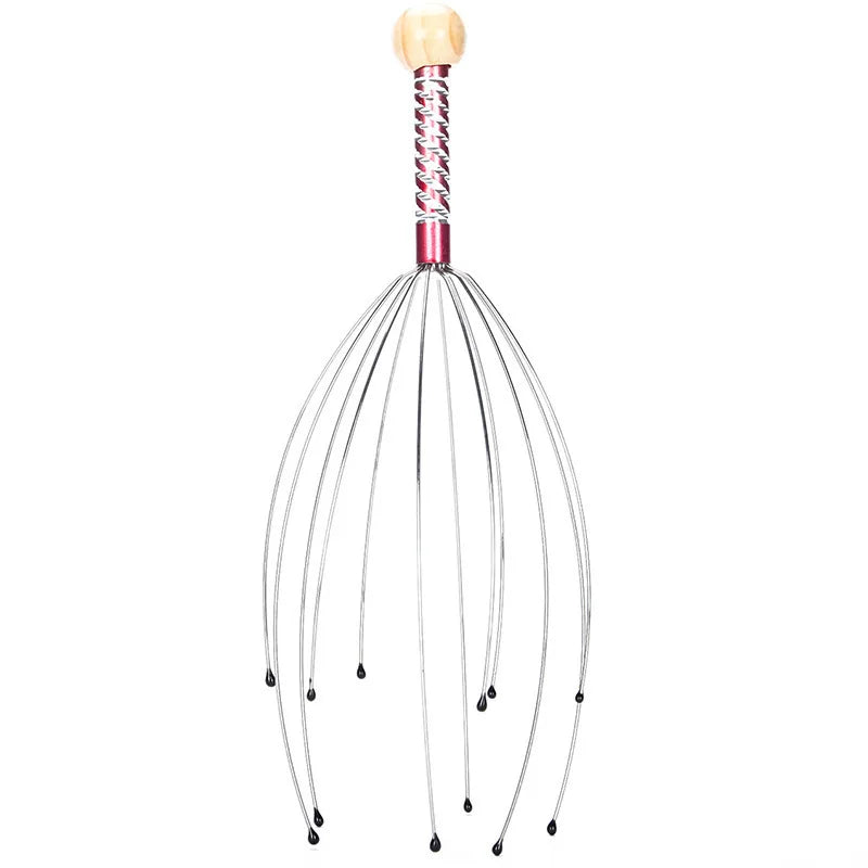 1PC Octopus Head Massager Stainless Steel Engraved Head Relaxer Brain Massage Claw Scalp Scratcher Itch Reliever Random Color Peaceful Pleasures Health and Wellness PURPLE