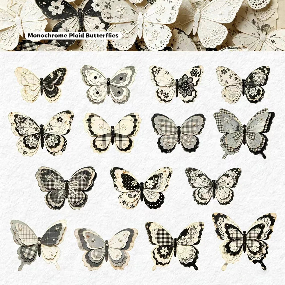 Retro Story Hard Card Adhesive Sticker Butterfly Fabric Series 15