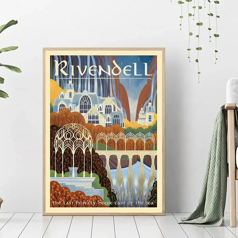 Lord of the Rings Middle-Earth Vintage Canvas Wall Art Print